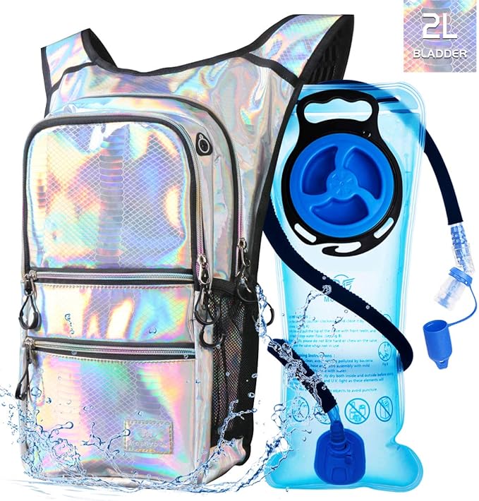 Hydration Backpack Pack, Water Backpack 20L Included 2L Hydration Bladder, Festival Essential - Rave Hydration Pack Hydropack for Hiking, Running, Biking, Festival Gear