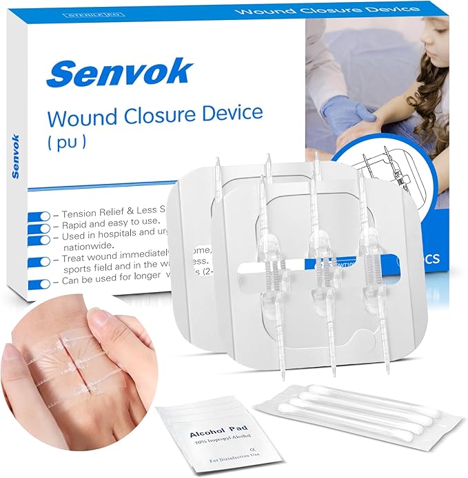 Senvok Butterfly Bandaids with Zip Stitch – 2 Pcs FSA/HSA Eligible Large Wound Closure Strips for Big Wound Care, Quick Clot Emergency Repair, Hospital-Grade Skin Closure for Home & Outdoor Use