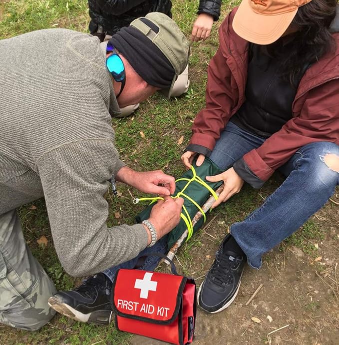 Aoutacc Nylon First Aid Empty Kit,Compact and Lightweight First Aid Bag for Emergency at Home, Office, Car, Outdoors, Boat, Camping, Hiking(Bag Only) (2 Pack Red Foldable)