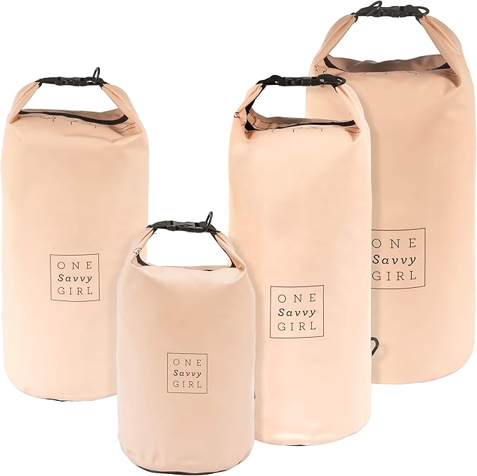 Savvy Outdoors Waterproof Dry Bag - Dry Bags for Food & Gear, Stuff Sacks for Backpacking and Camping Equipment, Waterproof Bag for Beach, Boating, Kayaking, Available in 5L, 10L, 20L, or 30L, Blush