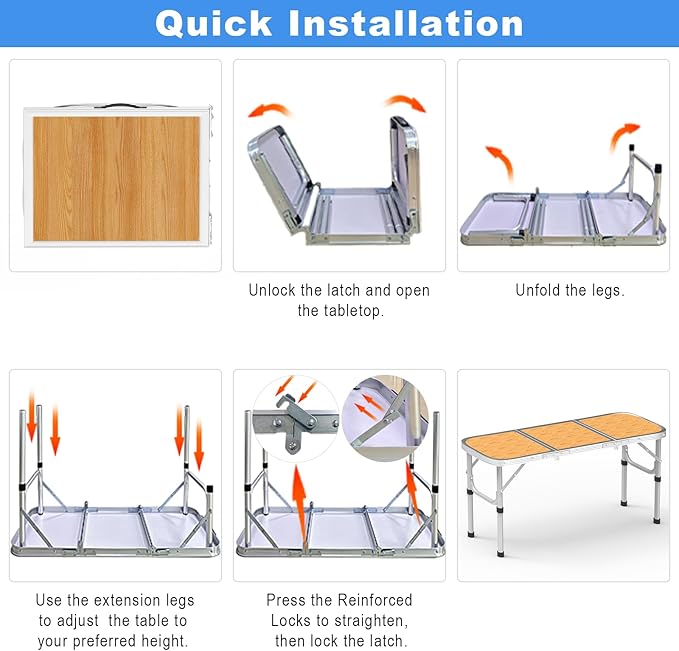AO LI GEI Folding Camping Table Small with Storage Bag,Adjustable Height Portable Picnic Table,Upgraded Thickening Lightweight Outdoor Table Aluminum Legs (Brown:15.7"x35.4", 2 Height:9.8"/19.7")