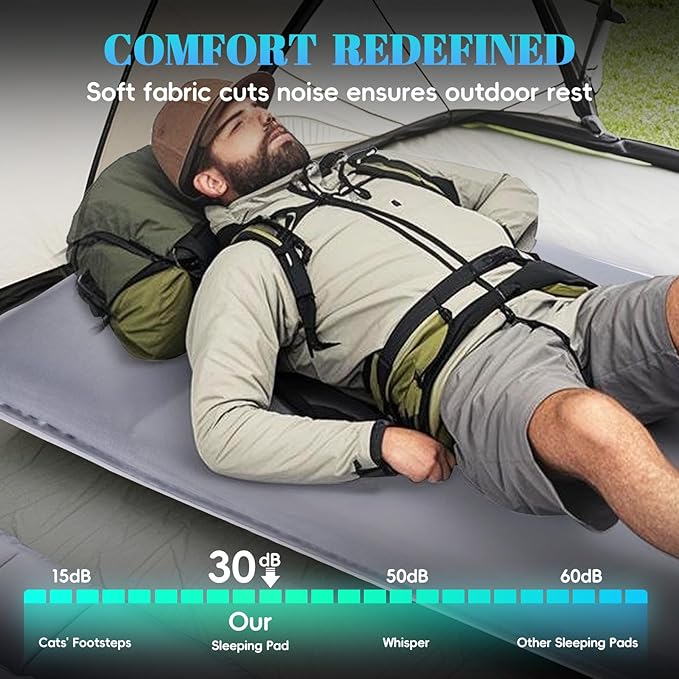 Camping Sleeping Pad Self Inflating Sleeping Pad with Electric Pump, 3.2" Ultra-Thick Memory Foam Sleeping Mat with Pillow, Camping Mattress Compact for Backpacking Hiking Traveling