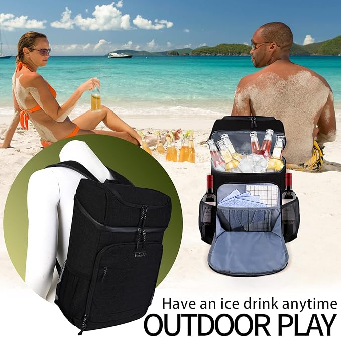 BAGLHER Lightweight Insulated Cooler Backpack - 30 Cans, Leak-Proof for Lunch, Picnic, Hiking, Camping Trips