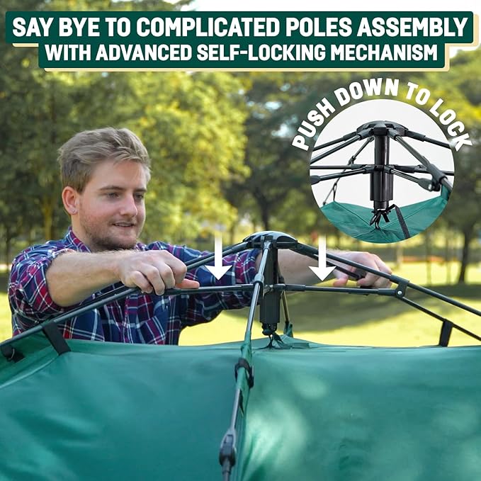 Reactive Outdoor Tent - 3 Second Tent - 3 Sec Instant Pop Up Tent - Easy and Quick Setup Camping Tent - 1 Person Setup Waterproof Double Layer Outdoor Camping Tent