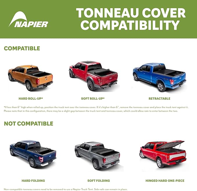 Napier Backroadz Truck Bed with Waterproof Material Coating, Comfortable and Spacious 2 Person Camping Tent, Compact and Full Size Regular Bed Long Bed, Waterproof Bed Tent, Durable and Sturdy Tent