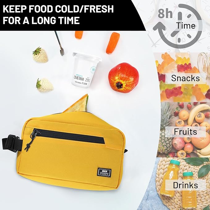 MIER Freezable Snack Bags Small Frozen Mini Cooler Lunch Bag Freezer Insulated Pouch for Adults Work Travel On-The-go,Yellow