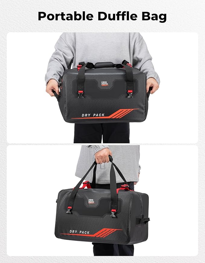 KEMIMOTO Waterproof Duffle Bag 45L Heavy Duty Marine Dry Bags Backpack Jet Ski Tail Bag Large Storage Gear Travel Luggage For Boat With Air Valve & Quick-Fixed Straps Compatible With Sea-Doo LinQ