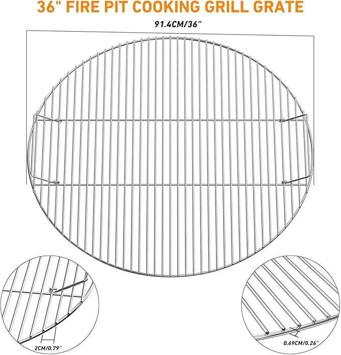 onlyfire BBQ Solid Stainless Steel Cooking Grate for Grill, Fire Pit, 36-inch