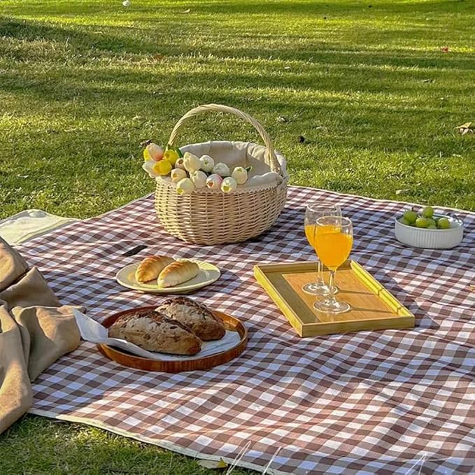 Extra Large Picnic Blanket Beach Blankets, 80''x80'' Picnic Mat Waterproof Sand Proof Foldable Portable for Outdoor Camping Hiking Travel Grass Park Music Festival Lawn Mats (brown, 80x80 inch)