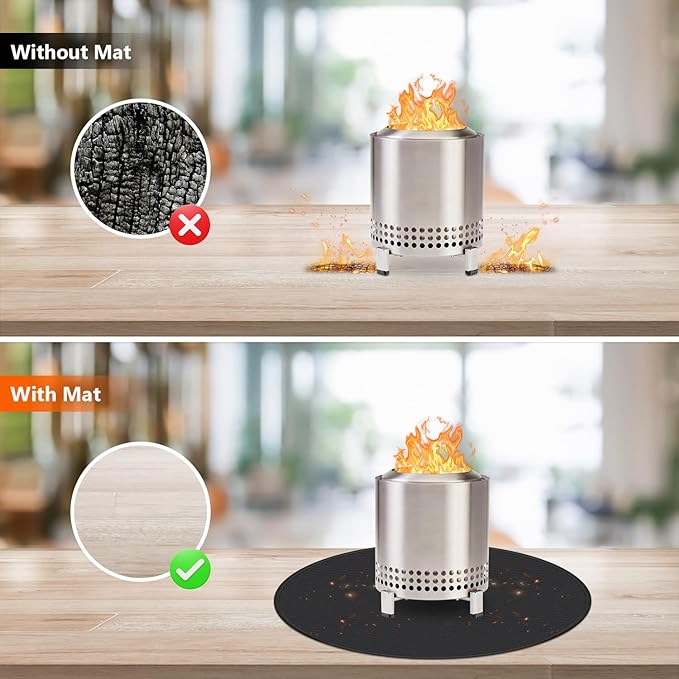 19.5" Fire Pit Mat for Solo Stove Mesa Tabletop Fire Pit, Fireproof Mat for Solo Stove Accessories, Small Under Grill Pad to Protect Your Table, Easy to Clean, Reusable