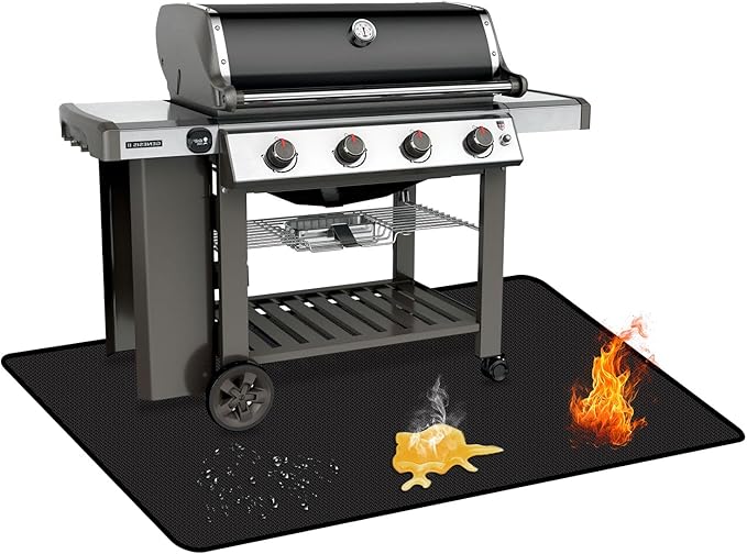 60 x 40 inch Under Grill Mats for Outdoor Grill, Oil and Waterproof, Double-Sided Fireproof Fire Pit Fireplace Outdoor BBQ Mat for Protecting Deck and Lawn