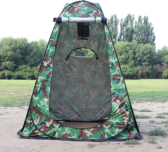 1-2 Person Portable Pop Up Shower Privacy Shelter Tents with 3 Windows, Waterproof Anti-UV Picnic Camping Fishing Shelter Tent, Outdoor Dressing Room Beach Isolation Sun Shelter (Camouflage)