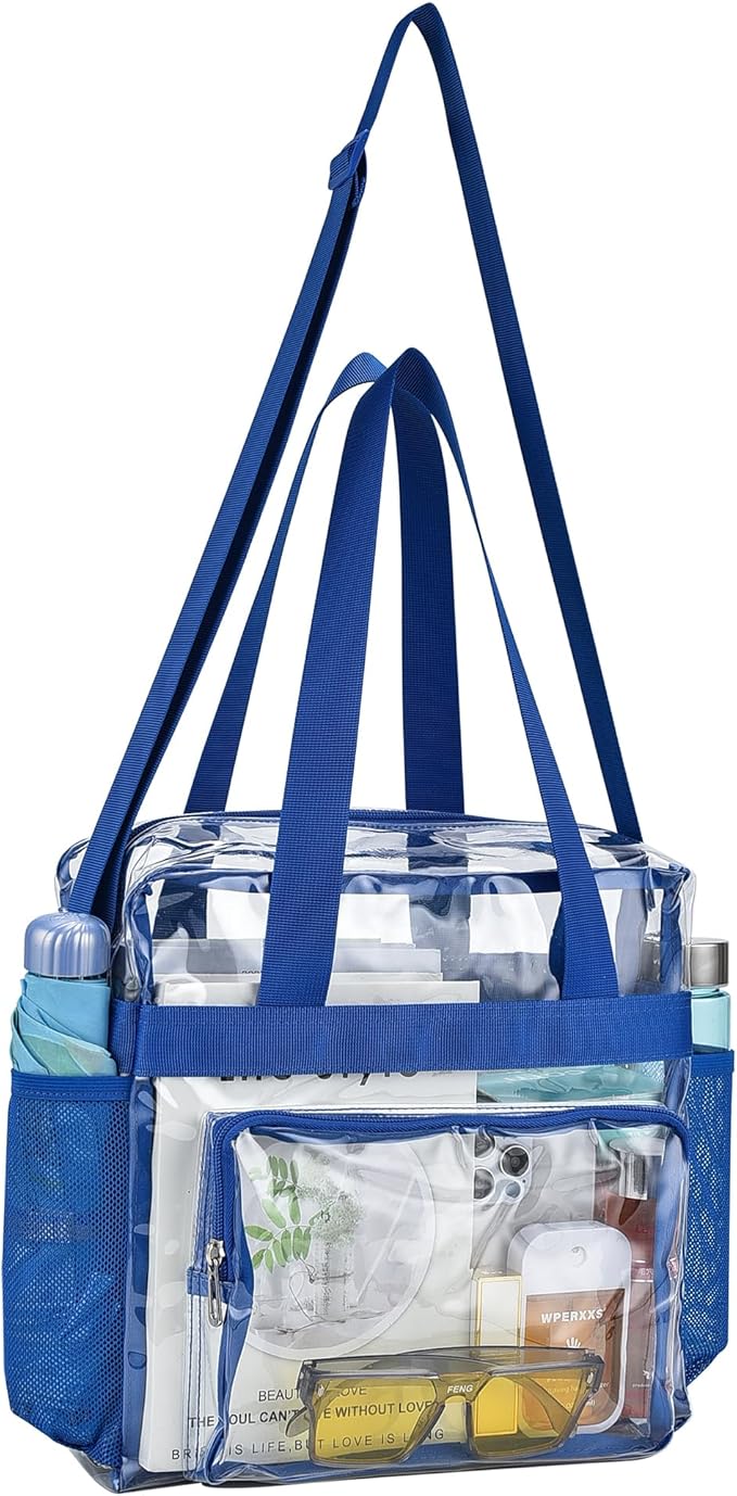 USPECLARE Clear Tote Stadium Approved, Security Travel & Gym Clear Bag for Work Sports Games Concerts