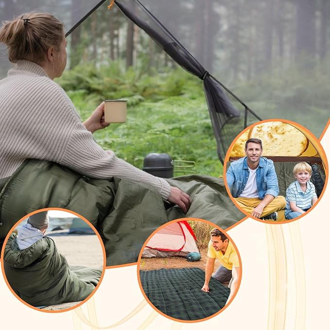 0 Degree Sleeping Bag 100% Cotton Flannel XXL Cold Weather Winter Oversized Sleeping Bag for Adults Camping Zero Degree Big and Tall with Compression Sack