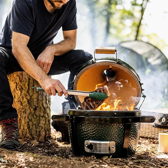 KAMaster Charcoal Basket Carbon Steel Fire Bowl for MiniMax,Small&Medium Bigg Green Eggs,Heavy Duty Enamel Coated Charcoal Ash Basket with Handles,Fire Box Bowls Ash Basket also for JR Kamado Grill