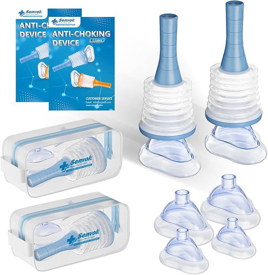 Senvok Choking Rescue Device (2 Sets) - FSA HSA Eligible - Home Kit & Travel Kit - Anti Choking Device for Kids and Adults, Portable Airway Suction Device, Choking First Aid Device