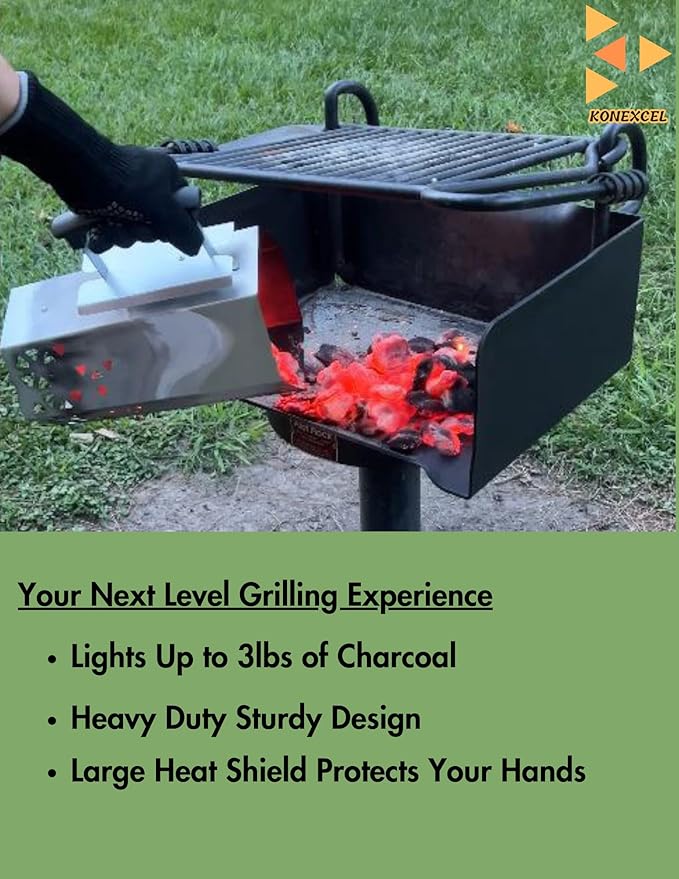 Heavy Duty Charcoal Chimney Starter, XXL Size, BBQ Chimney Starter for Charcoal Grill and Barbecues, Sturdy and Easy to Use BBQ Grill Tool for Rapid Fire Starter, Fire Starter Set (Steel)