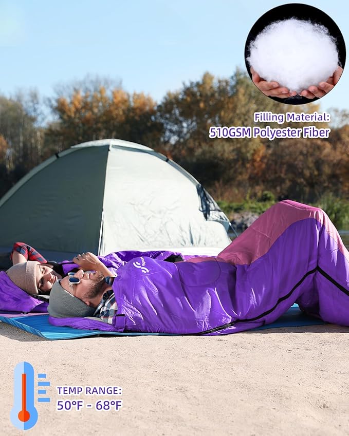 Sportneer Sleeping Bags for Adults, Warm & Cold Weather Sleeping Bag for Adults Kids Boys Girls - Lightweight Compact Camping Gear Equipment, Traveling, Backpacking, Hiking