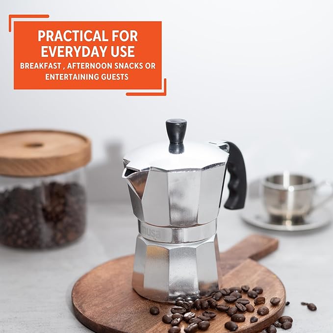 IMUSA USA B120-41V Aluminum Espresso Stovetop Coffeemaker 1-cup, Silver