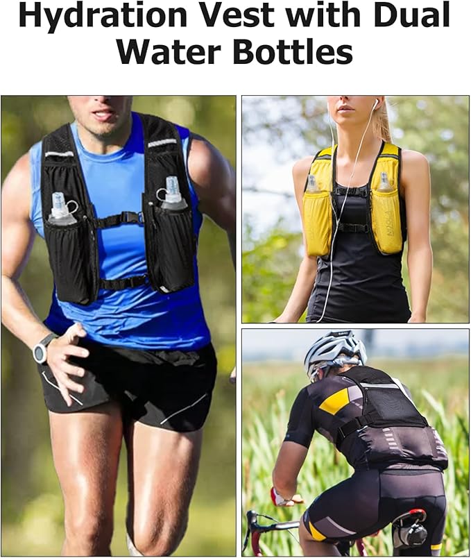 NOOLA Running Vest with Dual 500ml Soft Flask, Lightweight Hydration Vest for Women Men, Water Backpack with Adjustable Strap