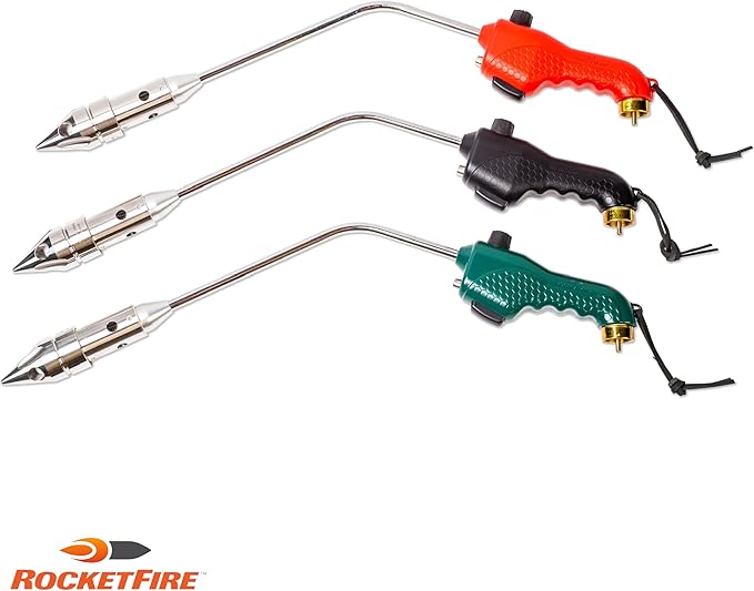 Fire Starter Torch | Perfect Propane Torch Head, Grill Gun, Charcoal Torch | Compatible with Bernzomatic Propane & MAP/PRO Fuels | Stainless Steel Tri-Flame Tip | Fuel NOT Included | Green