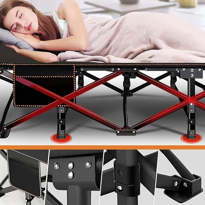 ABORON 2PK Oversized Folding Camping Cot for Adults, Double Layer 1200D, 500lb Capacity, Heavy Duty Guest Cot with Mat & Carrying Bag for Indoor & Outdoor Use