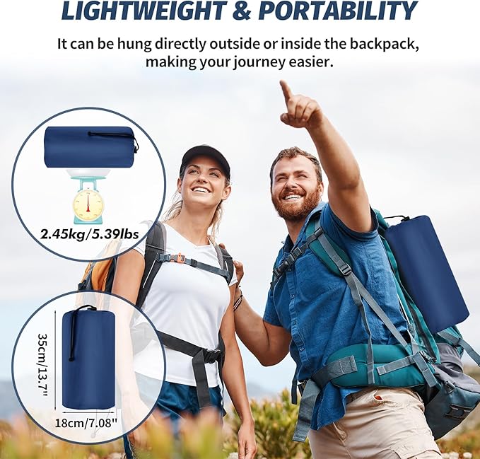 LAMA Double Sleeping Pad for Camping, 2 Persons Self Inflating Camping Mattress for Sleeping, Ultra-Thick 4" Sleeping Mat with Pillow Built-in Pump, Ultralight Camping Mat for Backpacking, Hiking, BL