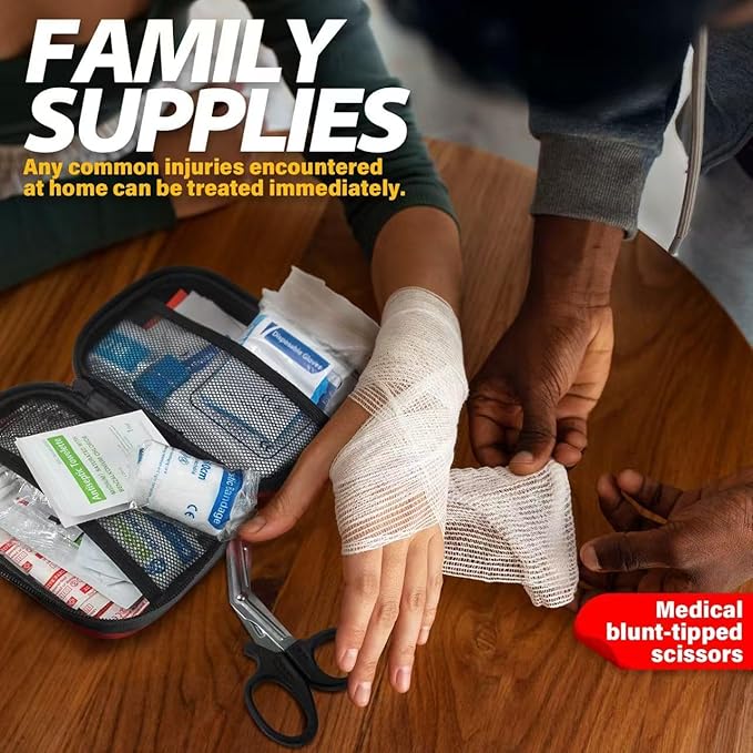 120-Piece First Aid Kit for Travel,Car & Emergency Survival - Compact Waterproof Medical Supplies with Trauma Bandages,Burn Gel & Fever Cooling Patch | Portable for Camping,Hiking,Sports(White)