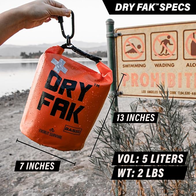 EVERLIT 290 Pc Waterproof First Aid Kit Dry FAK Medical Kit Emergency Survival Kit for Boat, Backpacking, Hiking, Fishing, Travel, Kayaking (Orange) (OD Green)