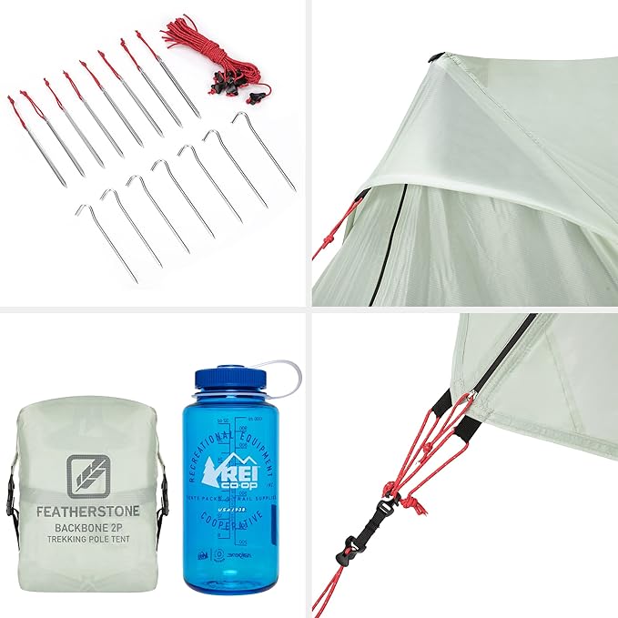 Featherstone Backbone Ultralight Tent for Backpacking, Camping, Thru Hiking - Trekking Pole Backpacking Tent - Waterproof, Single-Wall, Durable Shelter - Compact, Light, & Easy to Carry