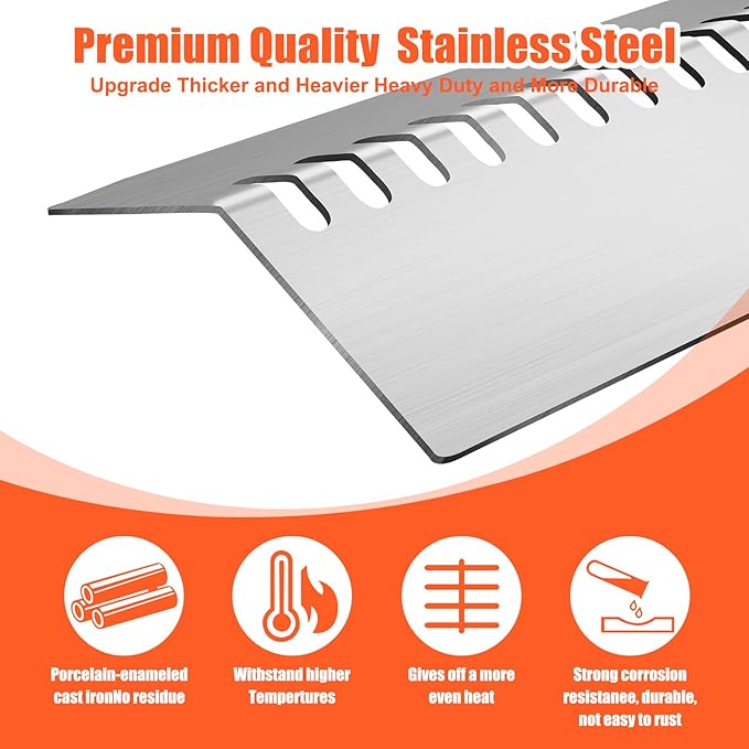 Stainless Steel 4pcs 16631 Flame Tamer Flavor bar and 3pcs 16520 Heat Plate Shield with 4pcs 16516 Burners for Bull Grill Replacement Parts,Fits for Blaze Lion, Cal Flame 4 Burner Gas Grills