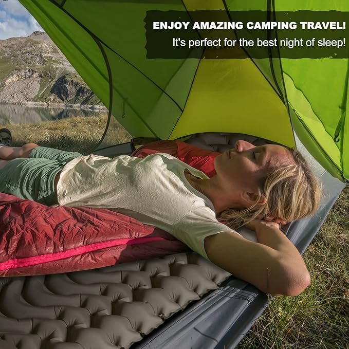 MEETPEAK Camping Pad, Foot Press Inflatable Sleeping Pad Thick 4 Inch Lightweight Camping Sleeping Mat Ultralight Compact Waterproof Air Mattress for Outdoor Hiking Hammock Backpacking Sleeping Bag