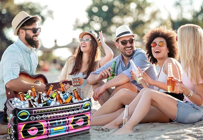 Inflatable Cooler for Parties, Radio Designed Style Inflatable Drink Cooler for Parties, Blow up Party Cooler for 80s90s Party Decorations