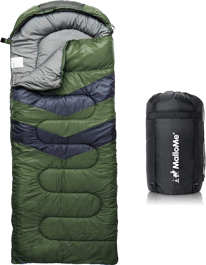 MalloMe Sleeping Bags for Adults Cold Weather & Warm - Backpacking Camping Sleeping Bag for Kids 10-12, Girls, Boys - Lightweight Compact Camping Essentials Gear Accessories Hiking Sleep Must Haves