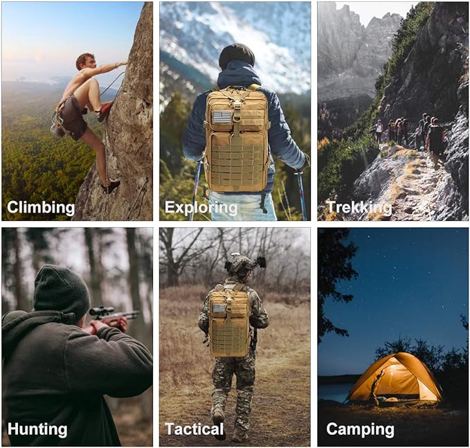 ROARING FIRE Tactical Backpack, Army Assault Pack, Molle Backpack for The 3 Day Pack, 45L prepper bag