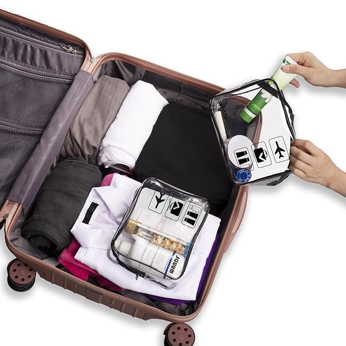 TSA Approved Clear Travel Toiletry Bag wih Zippers Carry-on Travel Accessories Quart Size Toiletries Cosmetic Pouch Makeup Bags for Men and Women (4pcs)