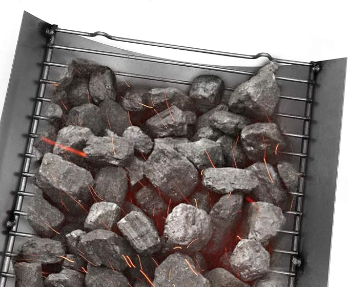 Hongso 27 Inches Ash Pan Fits Chargriller 1224, 1324, 2121, 2222, 2727, 2828, 2929 Charcoal Grills, Charbroil 17302056 Grill Repair Replacement Part with Fire Grate Hanger