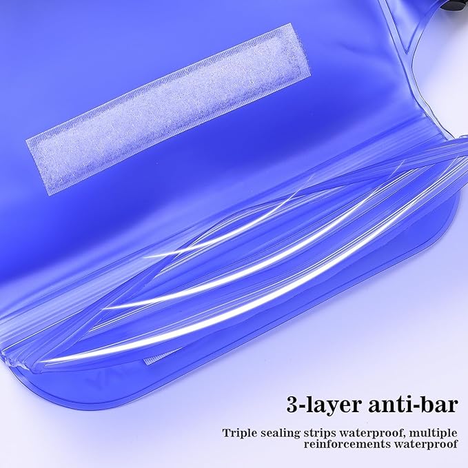 Queday 3-Pack Waterproof Pouch with Waist Strap, Screen Touchable Dry Bag with Adjustable Belt for Phone Valuables for Swimming Snorkeling Boating Fishing Kayaking Black White Pink