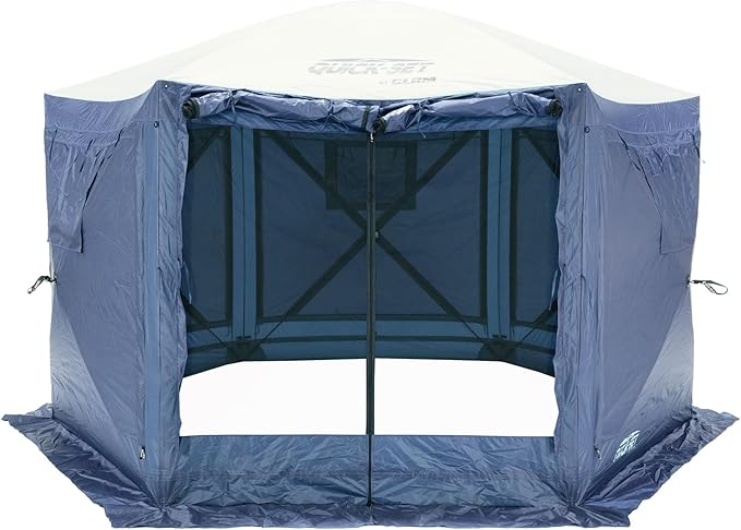 CLAM Pop Up Screen Tent, Outdoor Camping Gazebo Canopy, Pavilion, 12.5', Blue