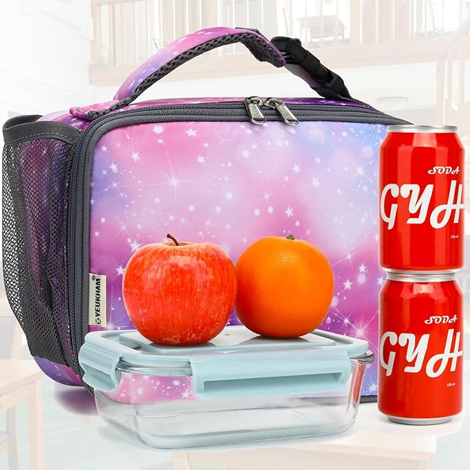 Insulated Lunch Box for School, Thermal Reusable Durable Freezable Lunch Bags for Kids Boys Girls Men Women - Small Soft Cooler Portable Lunch Tote Kit for Work Picnic Travel,Star