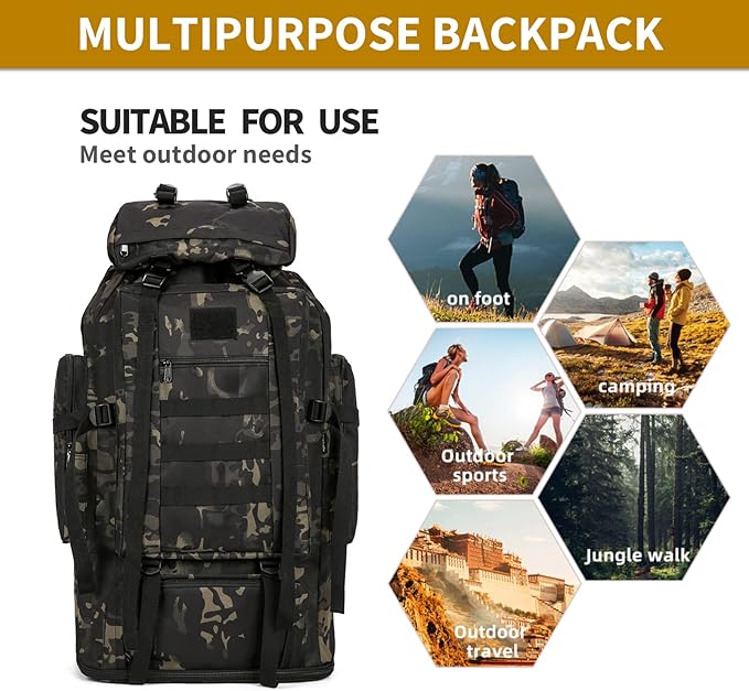 100L Camping Hiking Military Tactical Backpack Outdoor Climbing Sport Bags for Camping,Backpacking