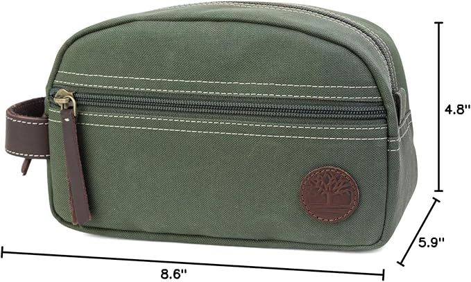 Timberland Men's Toiletry Bag Canvas Travel Kit Organizer, Olive, One Size