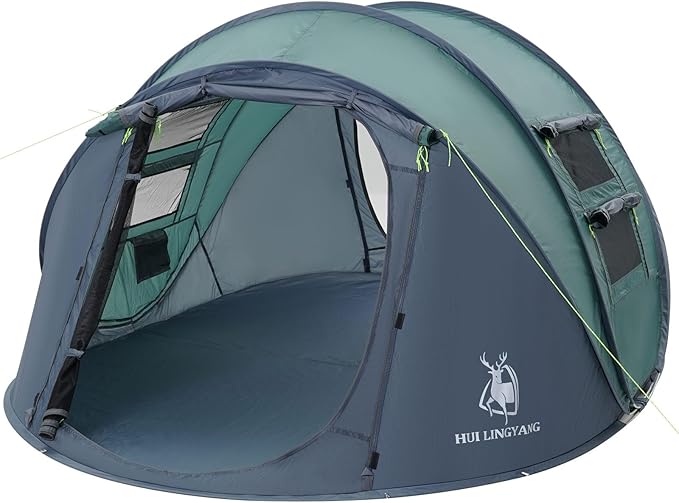 4 Person Easy Pop Up Tent,9.5’X6.6’X52'',Waterproof, Automatic Setup,2 Doors-Instant Family Tents for Camping, Hiking & Traveling