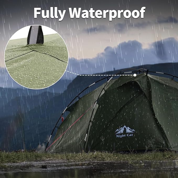 Night Cat Backpacking Tents 2 Persons Fast Setup Hiking Camp Tent with Foldable Pole Double Layers Two Doors Waterproof Lightweight Compact 7x4.4ft