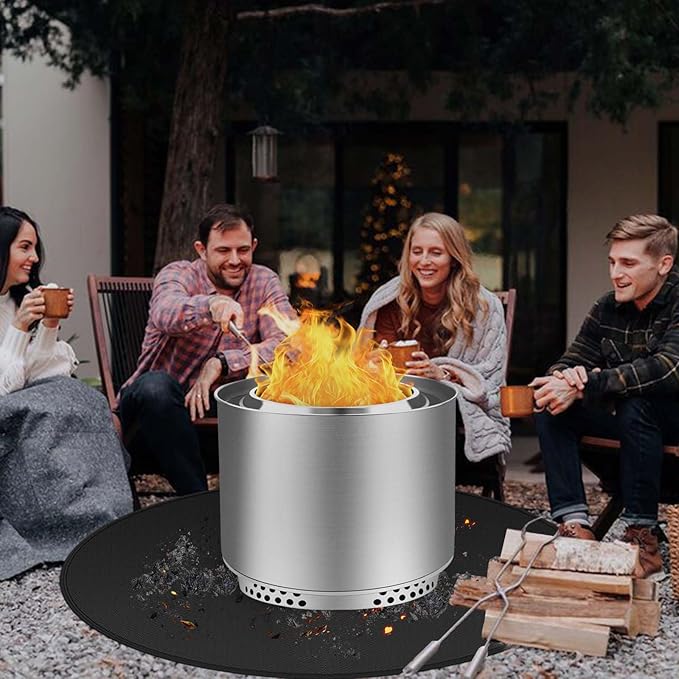 Fire Pit Mat Compatible with Solo Stove Accessories, Grill Mats for Outdoor Grill Compatible with Solo Stove Ranger, Bonfire,Yukon, 3-Layer BBQ Matt for Under Grill to Protect The Deck, Patio, 58.5in