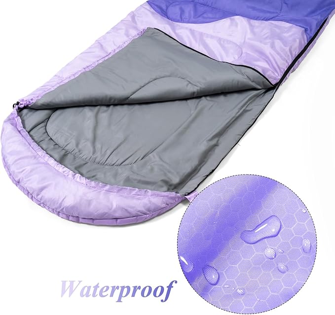 Sleeping Bag - 3 Seasons for Adults Kids Boys Girls Camping Hiking - Warm Cold Weather Lightweight Portable with Compression Bag for Backpacking in Spring, Summer, Fall and Winter