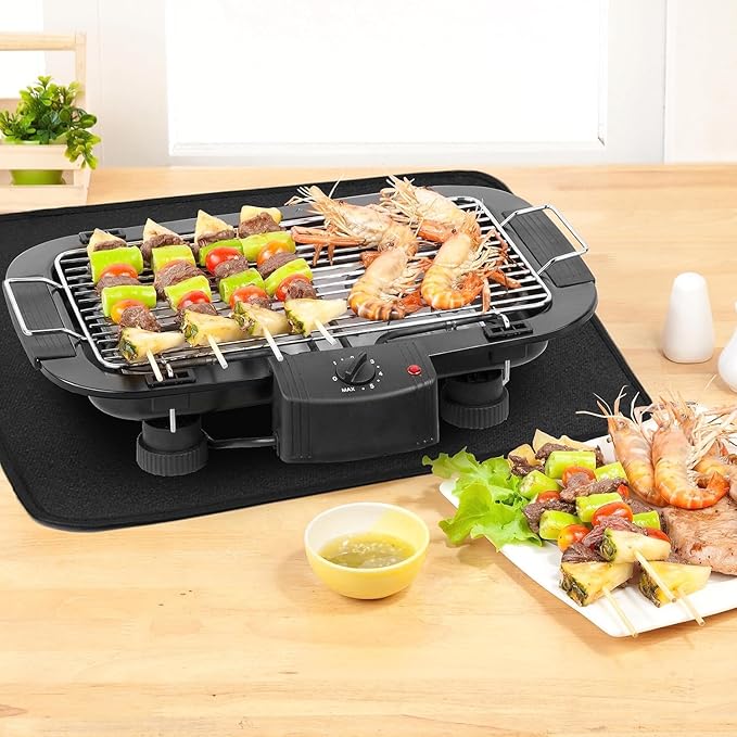 25 x 20 in Heat Resistant Grill Mats for Outdoor Grill to Protect Your Prep Table and Outdoor Grill Table, Fireproof Waterproof Oil-Proof BBQ Mat Grill Table Mat - Reusable Black (0.6mm)