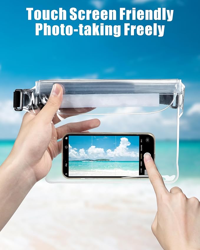 F-color Waterproof Fanny Pack - Waterproof Phone Pouch with Waist Strap - Cruise Essentials 2025 Must Haves Waterproof Pouch Dry Bag Keep Phone Valuables Safe for Beach Kayaking Boating Fishing