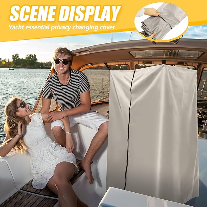 Boats Privacy Curtain Changing Room with Bag Portable Privacy Tent Easy Up Pontoon Enclosure Partition for Pontoons Boat Hanging Tent 27" W x 30" D x 72" H(Beige)