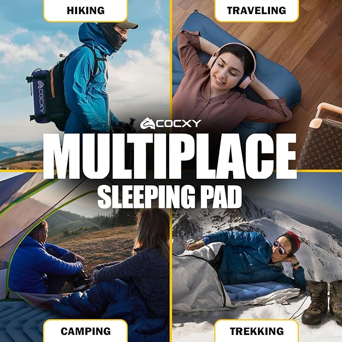 Self Inflating Sleeping Pad 3.4 inch Thick Ultralight Inflatable Camping Pad with Pillow & Built-in Foot Pump, Backpacking Sleeping pad for Camping, Traveling, Tents, Hiking, Floor